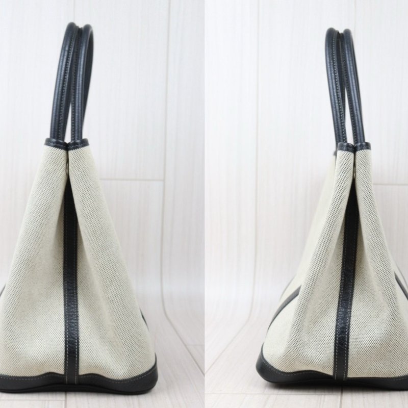 Hermes Garden Party 36 花園派對/白色布面手提包/帆布包-3