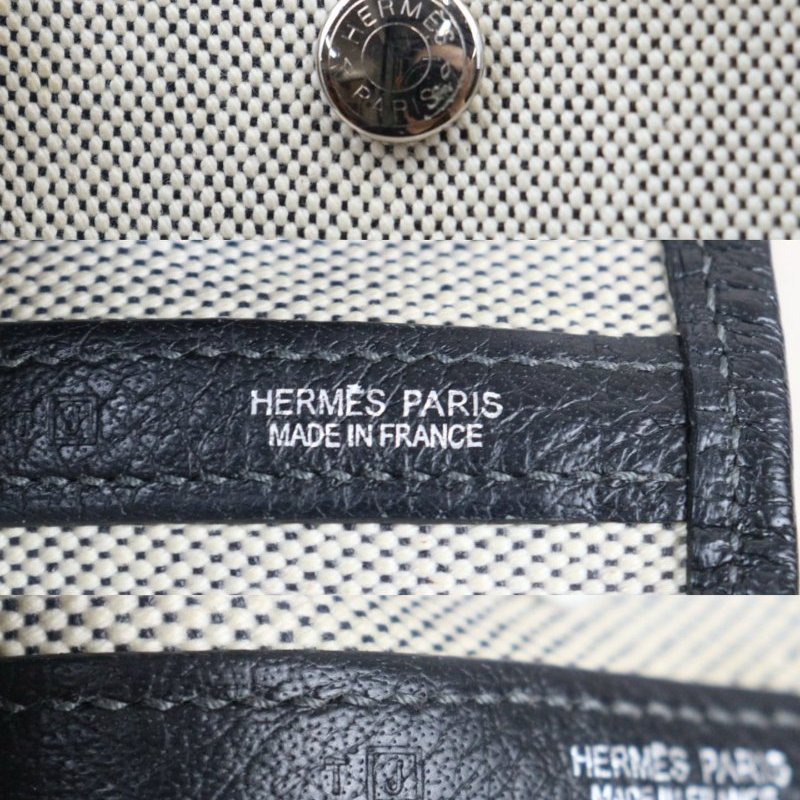 Hermes Garden Party 36 花園派對/白色布面手提包/帆布包-9