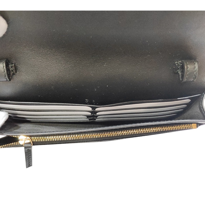 GUCCI經典標誌印花細緻牛皮質感絕佳 可拆斜背式中長夾WOC-36