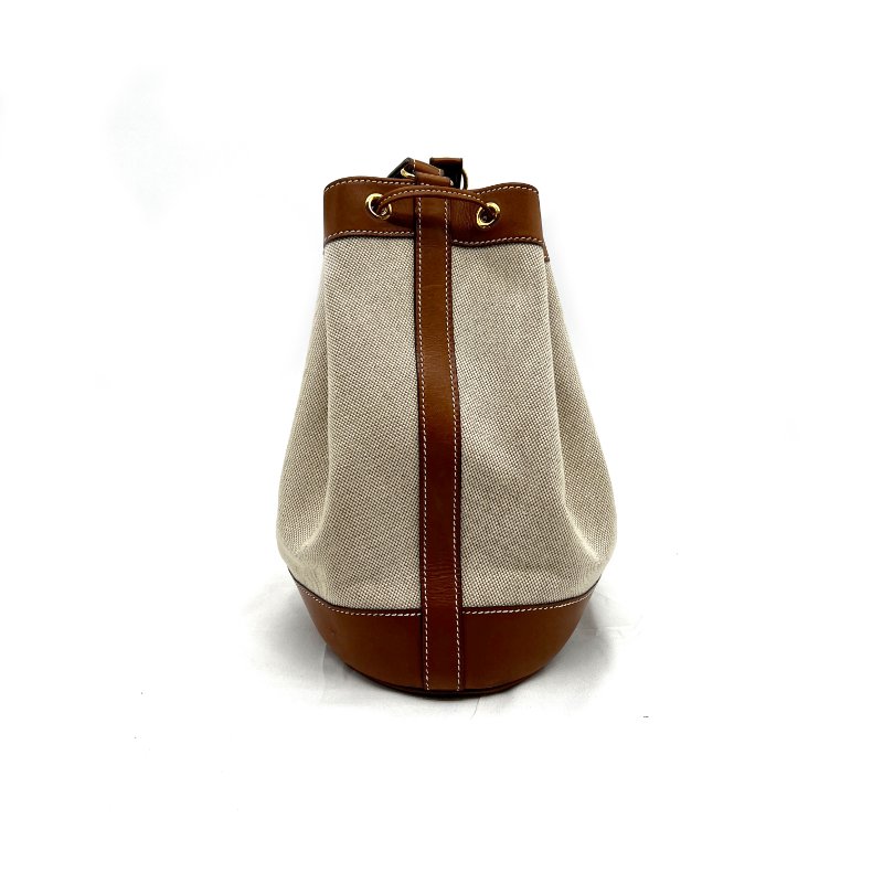 HERMES 帆布拼皮革 流蘇 束口 水桶包/肩背包/斜背包-1