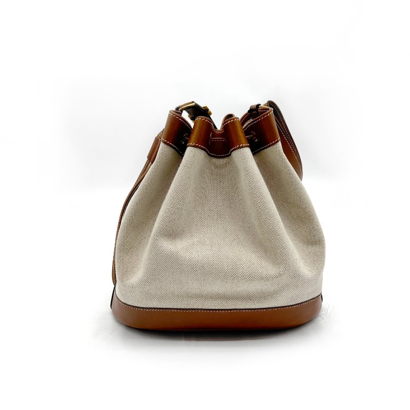 HERMES 帆布拼皮革 流蘇 束口 水桶包/肩背包/斜背包-8