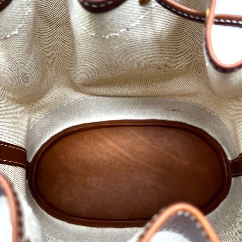 HERMES 帆布拼皮革 流蘇 束口 水桶包/肩背包/斜背包-11