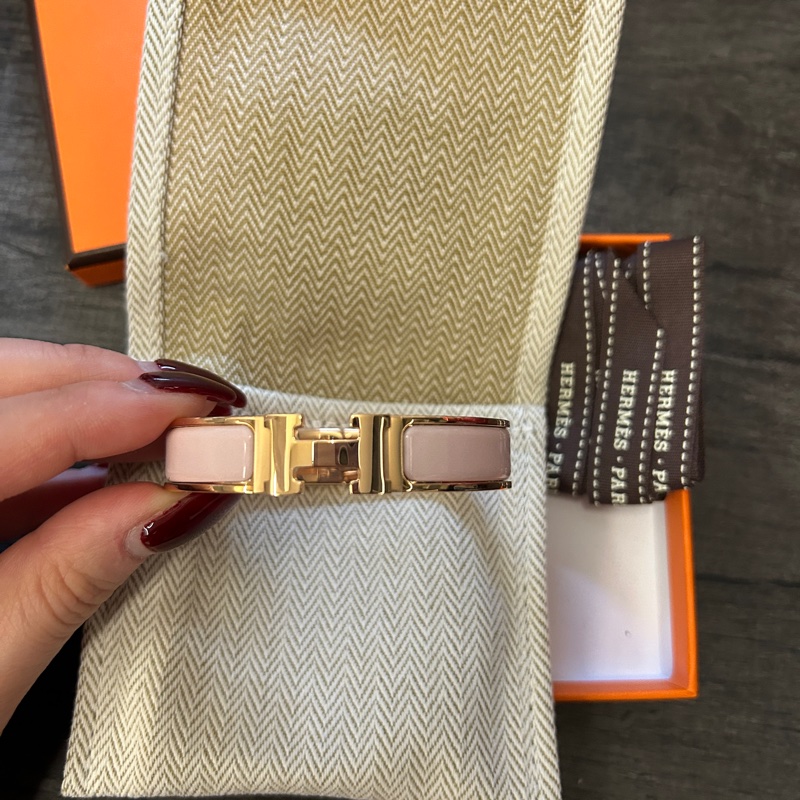 愛馬仕HERMES clic H手環 rose 玫瑰金玫瑰粉色 pm-1