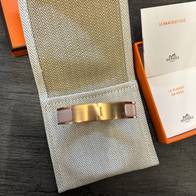 愛馬仕HERMES clic H手環 rose 玫瑰金玫瑰粉色 pm-7