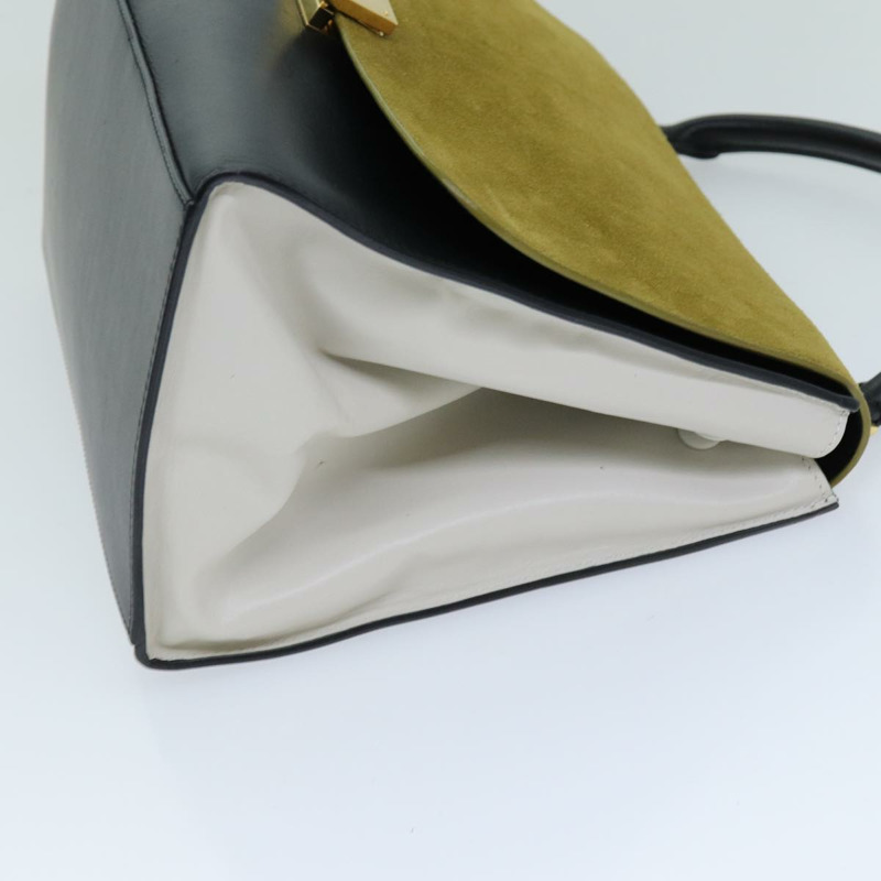 【日本直送】CELINE Trapeze 手提包 絨面革 2way 黑色 卡其色 Auth 76216-2