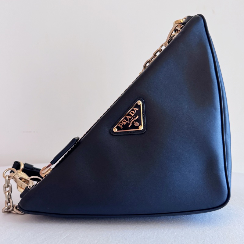 便宜賣PRADA 雙面三角包小牛皮雙子包 附皮背帶與金鍊背帶-2