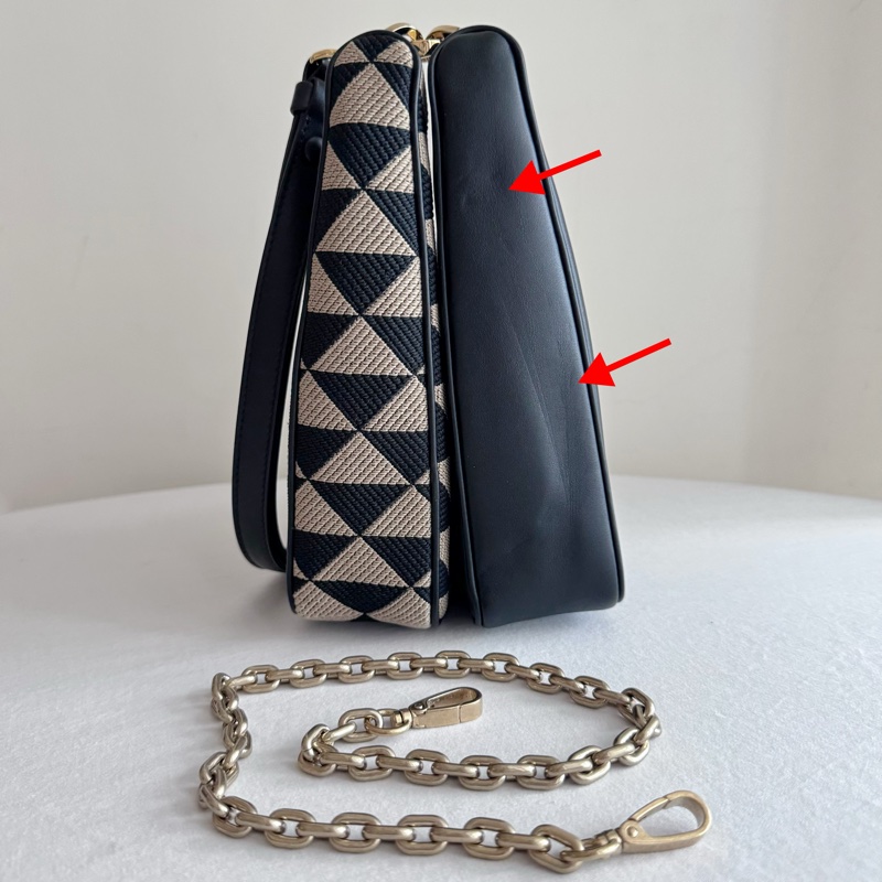 便宜賣PRADA 雙面三角包小牛皮雙子包 附皮背帶與金鍊背帶-7