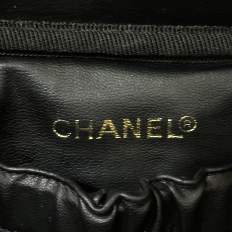 稀有經典香奈兒 Chanel vintage 大logo 黑色 小牛漆皮 金釦 手提化妝箱包 鏈條斜背包-29