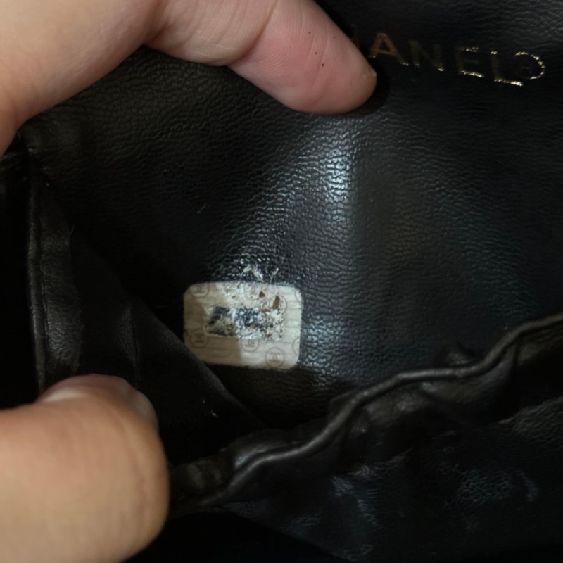 稀有經典香奈兒 Chanel vintage 大logo 黑色 小牛漆皮 金釦 手提化妝箱包 鏈條斜背包-32