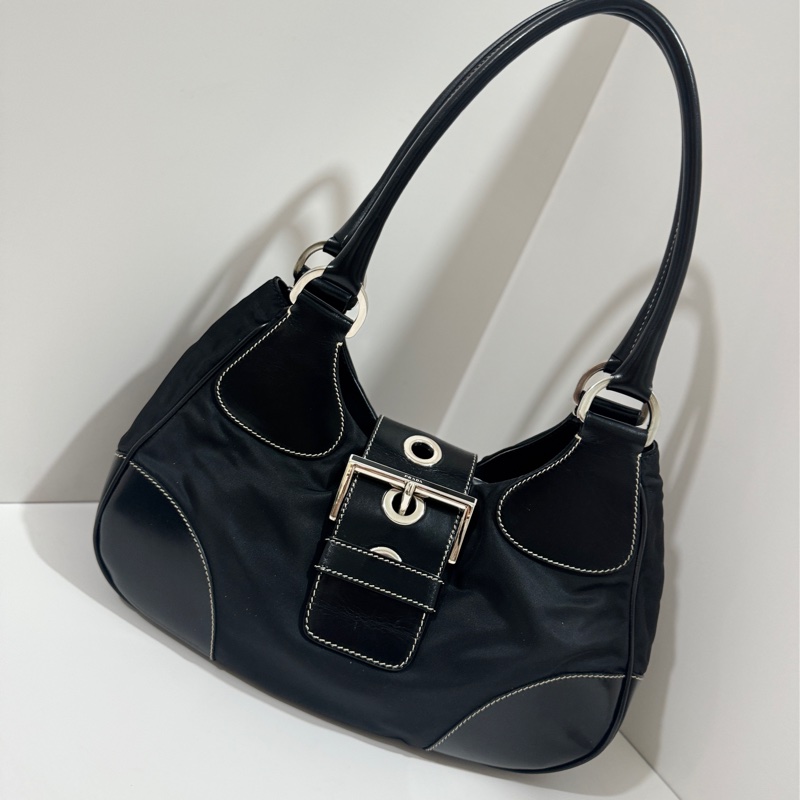 Prada Black Tessuto Moon Shoulder Bag Vintage🖤-0