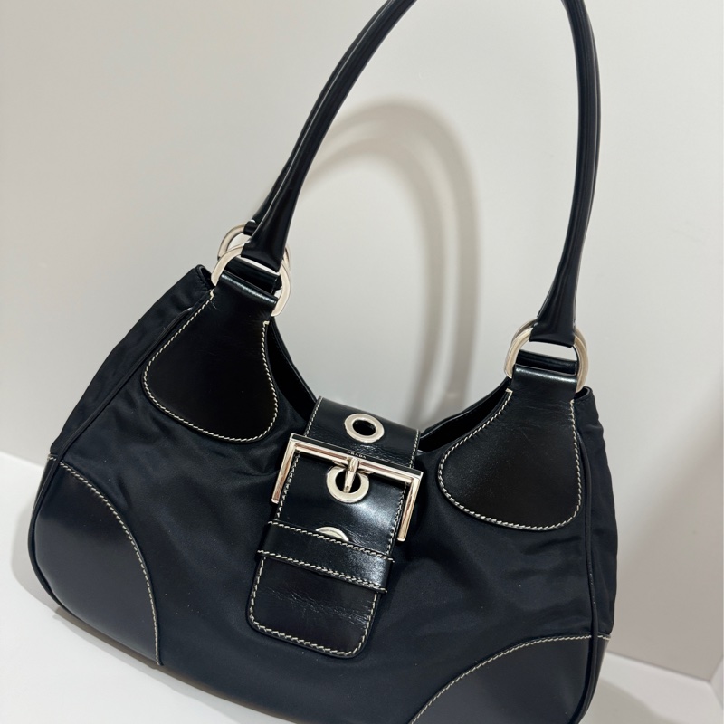Prada Black Tessuto Moon Shoulder Bag Vintage🖤-2
