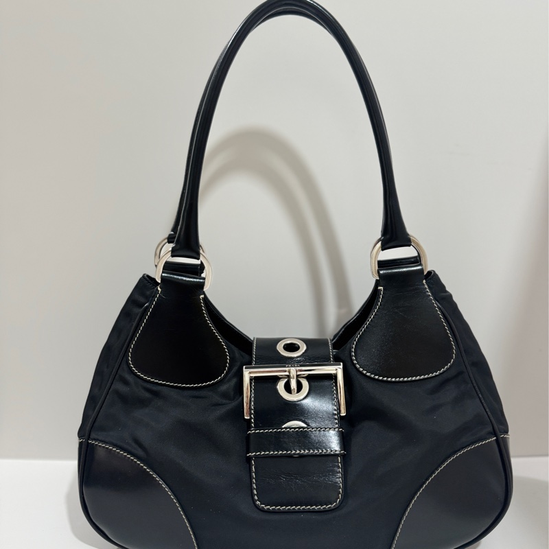 Prada Black Tessuto Moon Shoulder Bag Vintage🖤-5