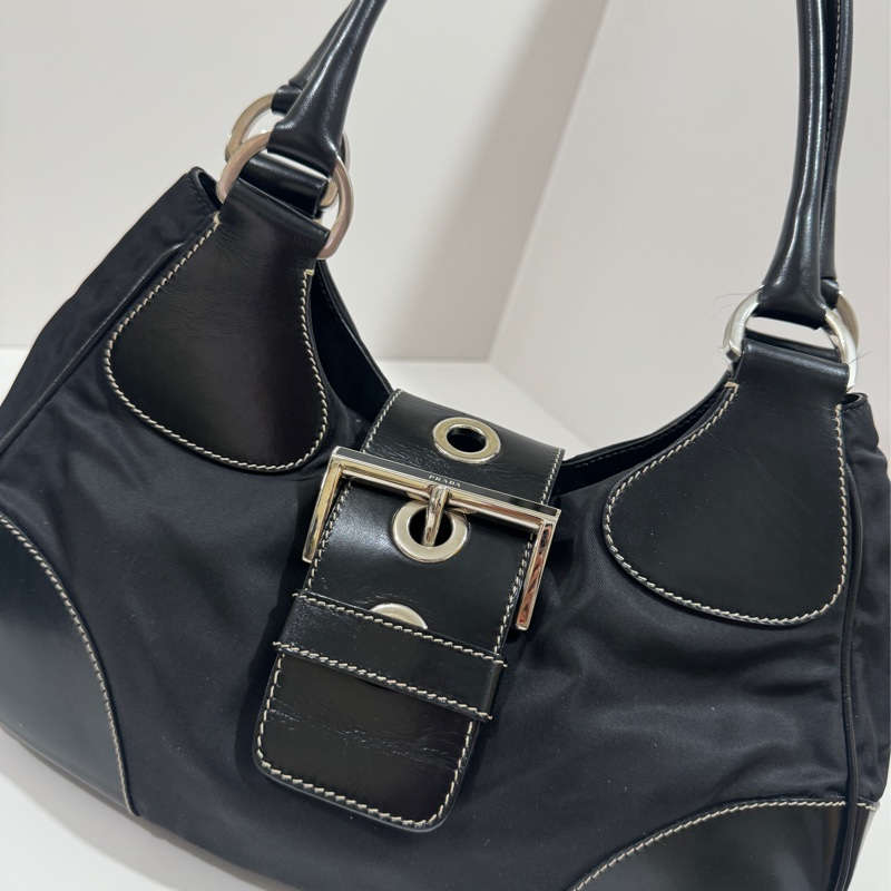 Prada Black Tessuto Moon Shoulder Bag Vintage🖤-6