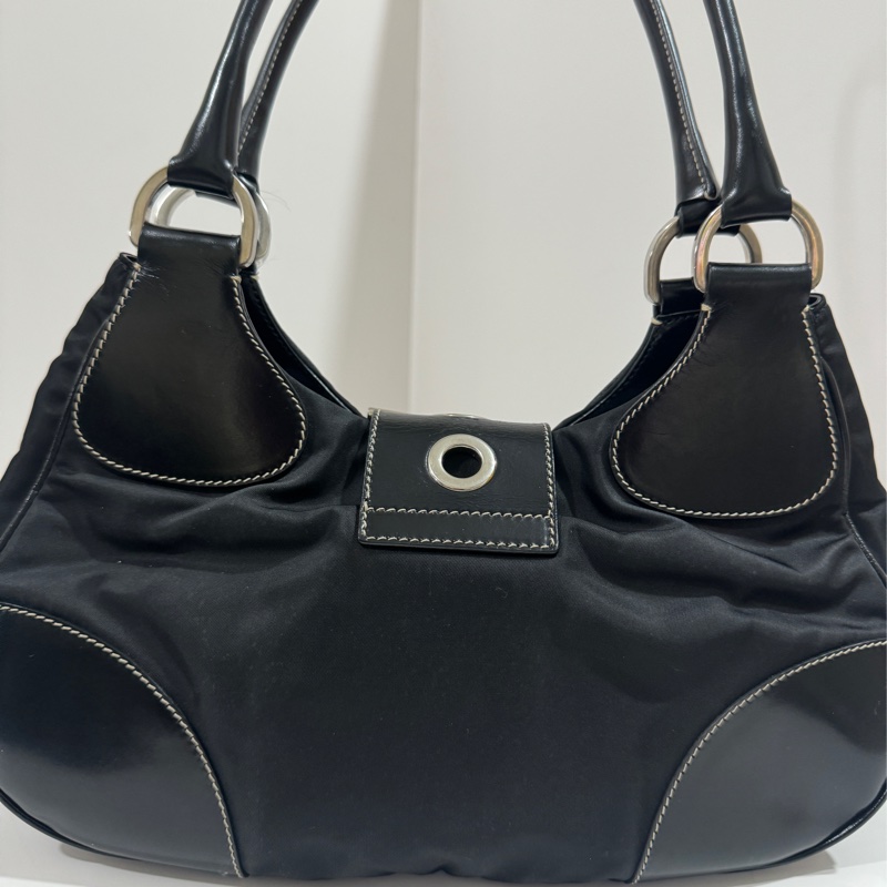 Prada Black Tessuto Moon Shoulder Bag Vintage🖤-9