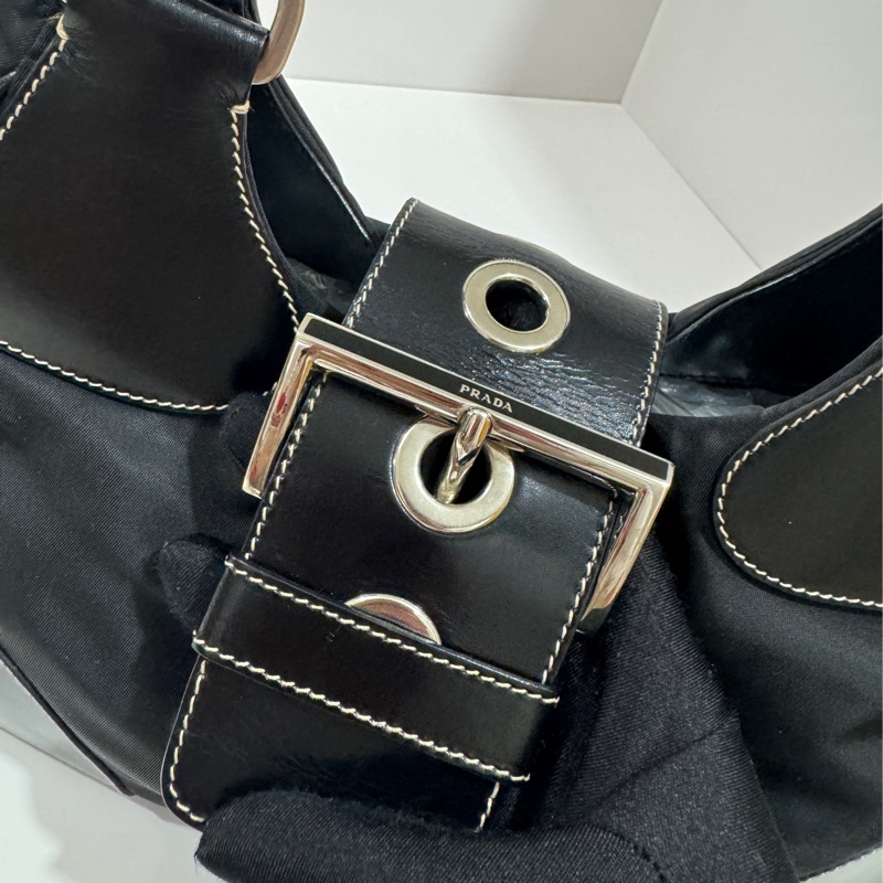 Prada Black Tessuto Moon Shoulder Bag Vintage🖤-14