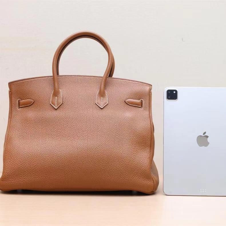 HERMES(愛馬仕) Birkin 35 37金棕色 Togo皮 框Q 銀扣-1