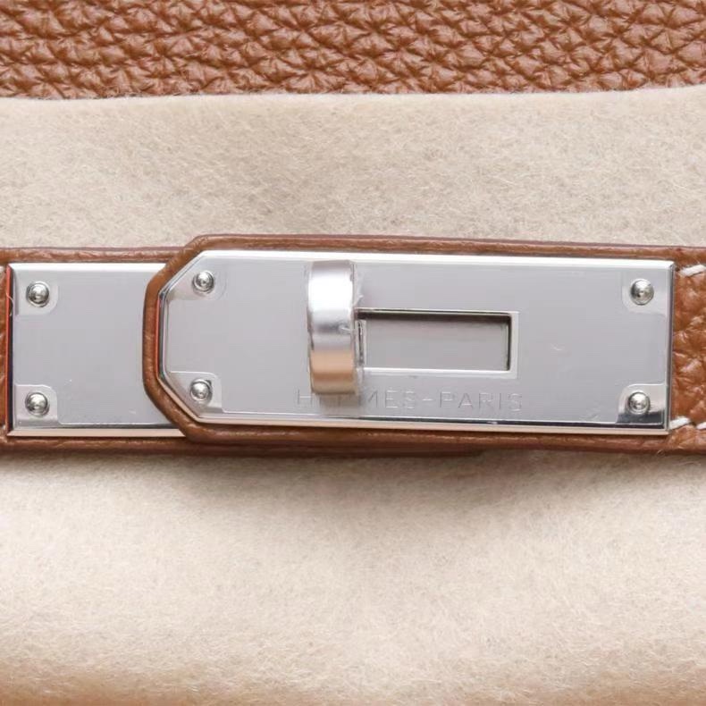 HERMES(愛馬仕) Birkin 35 37金棕色 Togo皮 框Q 銀扣-4