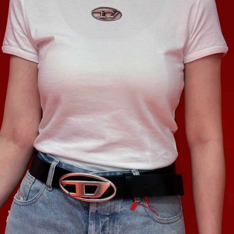 DIESEL 光面大D扣皮帶 男女同款 100cm-8