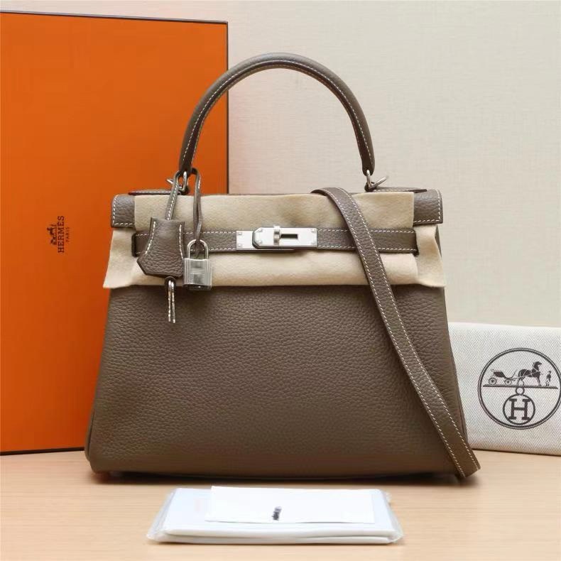 HERMES(愛馬仕) Kelly 28 18大象灰 Togo皮 A刻 銀扣-0