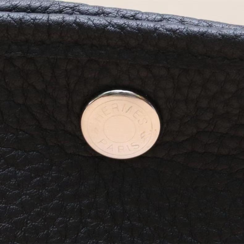 HERMES(愛馬仕) Garden Party 花園包 30 89黑色 NEGONA皮 B刻 銀扣-3