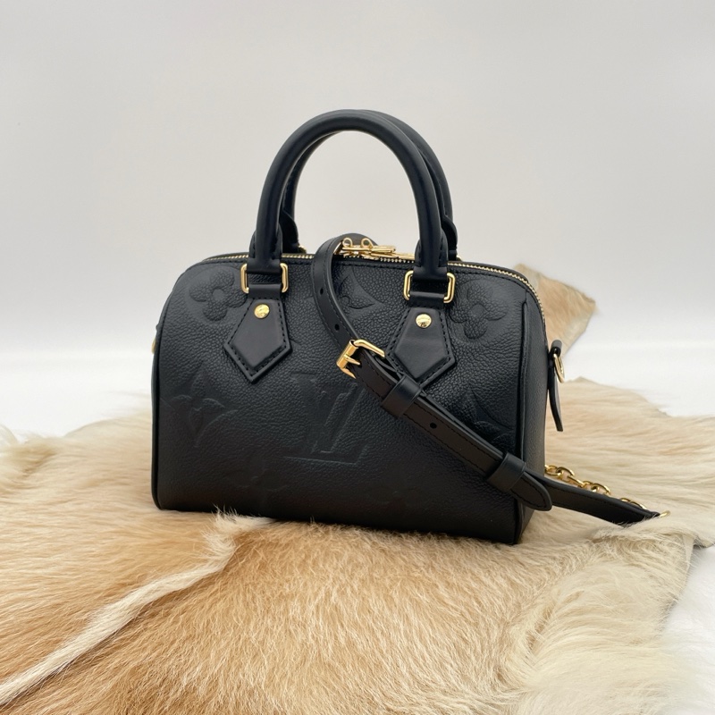 LV黑牛皮LOGO壓紋 SPEEDY 20-0