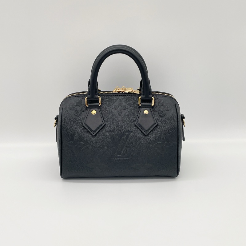 LV黑牛皮LOGO壓紋 SPEEDY 20-2