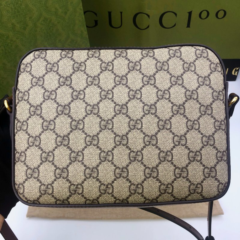 【狀態佳】GUCCI Horsebit 1955系列,經典馬銜扣雙G帆布側背包,單肩包,逛街包,隨身包,二手真品,正品,現貨,免運-5