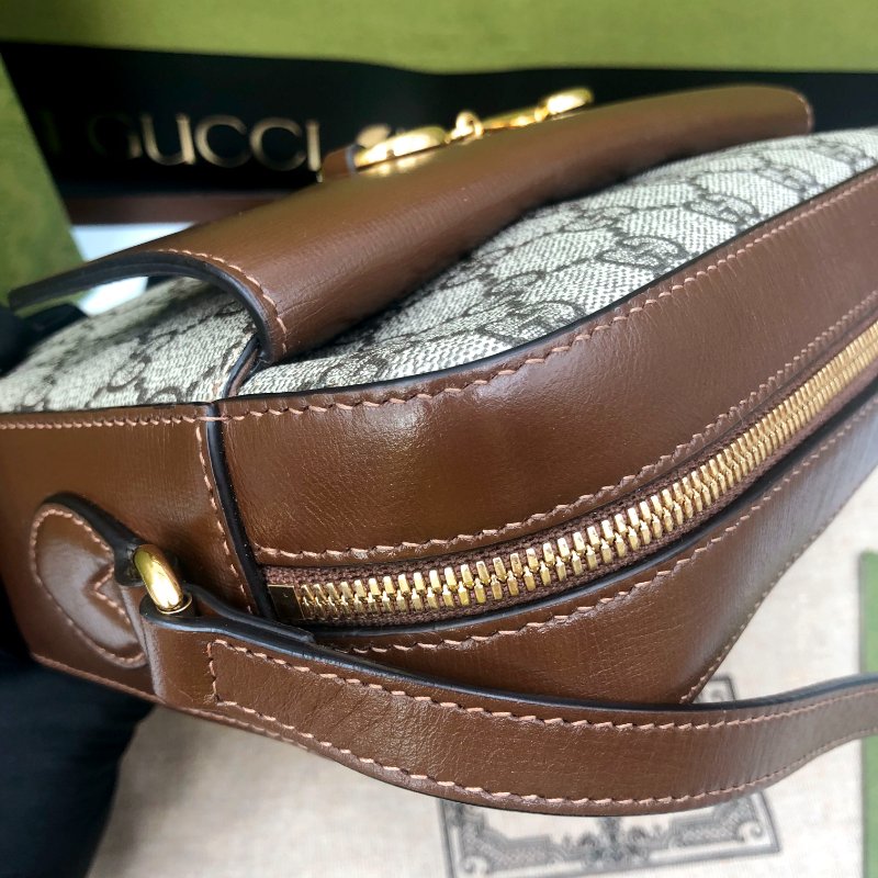 【狀態佳】GUCCI Horsebit 1955系列,經典馬銜扣雙G帆布側背包,單肩包,逛街包,隨身包,二手真品,正品,現貨,免運-20