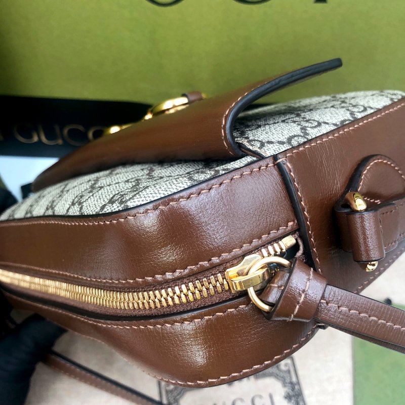 【狀態佳】GUCCI Horsebit 1955系列,經典馬銜扣雙G帆布側背包,單肩包,逛街包,隨身包,二手真品,正品,現貨,免運-21