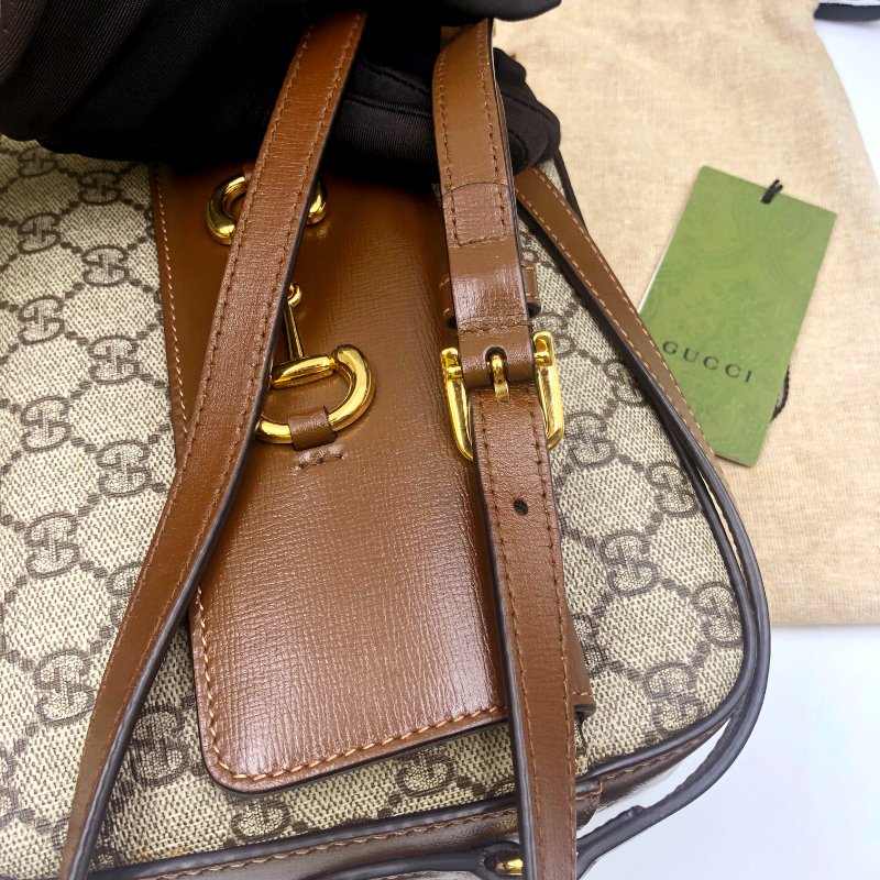 【狀態佳】GUCCI Horsebit 1955系列,經典馬銜扣雙G帆布側背包,單肩包,逛街包,隨身包,二手真品,正品,現貨,免運-28