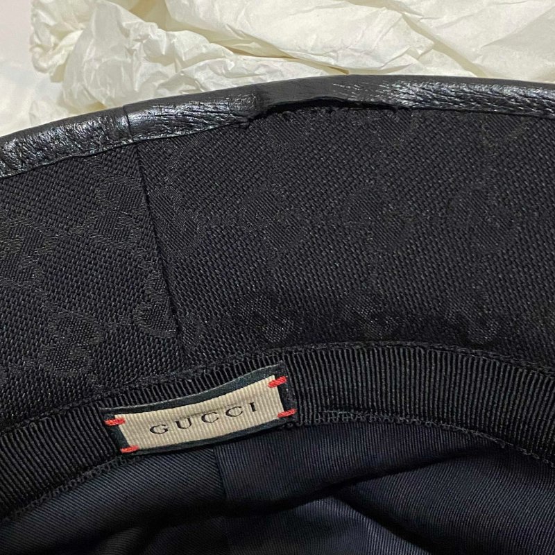 GUCCI 古馳雙G LOGO帆布漁夫帽 黑老花 老花帆布 漁夫帽 水桶帽 老帽 帽子 草帽 遮陽帽 帆布帽 戶外帽-12