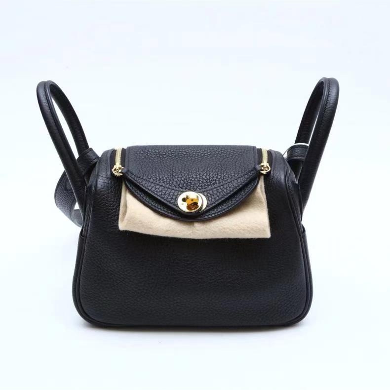 HERMES(愛馬仕) Lindy Mini 89黑色 TC皮 Z刻 金扣-0