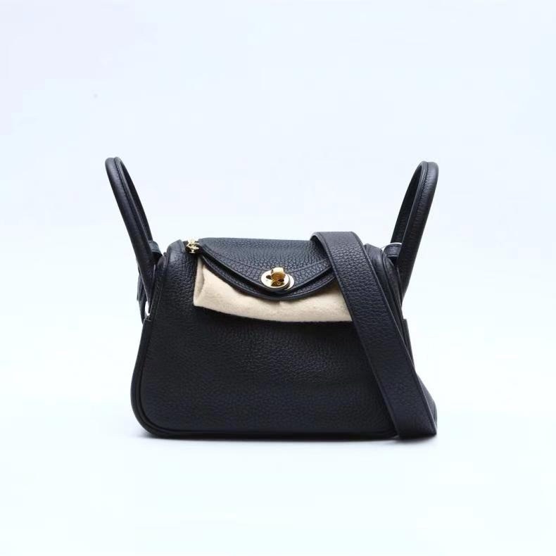 HERMES(愛馬仕) Lindy Mini 89黑色 TC皮 Z刻 金扣-3