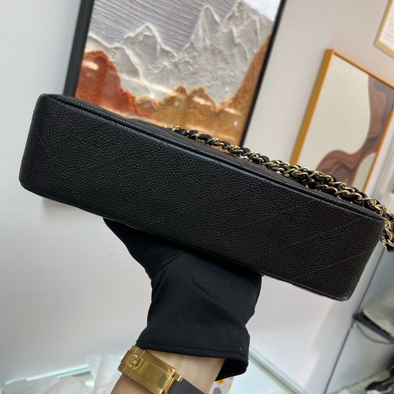 Chanel 經典黑金CF 中size 25cm 荔枝皮🖤-5