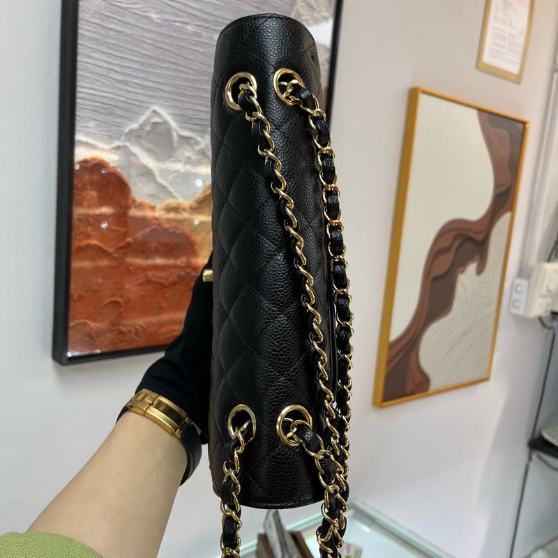 Chanel 經典黑金CF 中size 25cm 荔枝皮🖤-6
