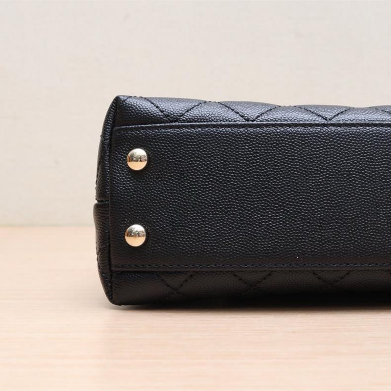 CHANEL(香奈兒) Coco Handle 小號 24cm黑色 荔枝 30開 金扣-1