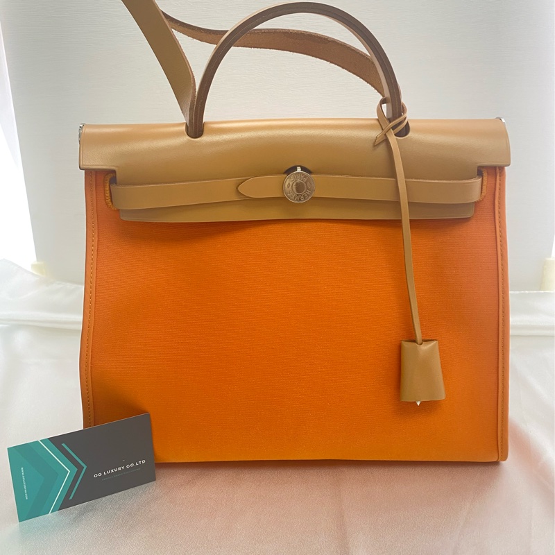Hermes 愛馬仕 Herbag 31 橙色/焦糖色牛皮-3