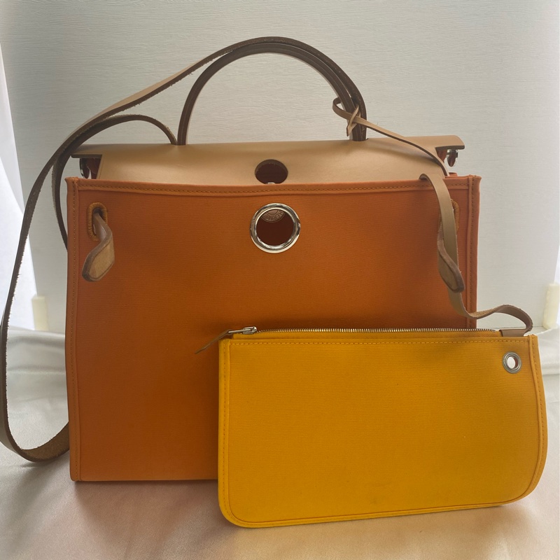 Hermes 愛馬仕 Herbag 31 橙色/焦糖色牛皮-4