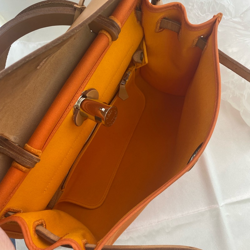 Hermes 愛馬仕 Herbag 31 橙色/焦糖色牛皮-11