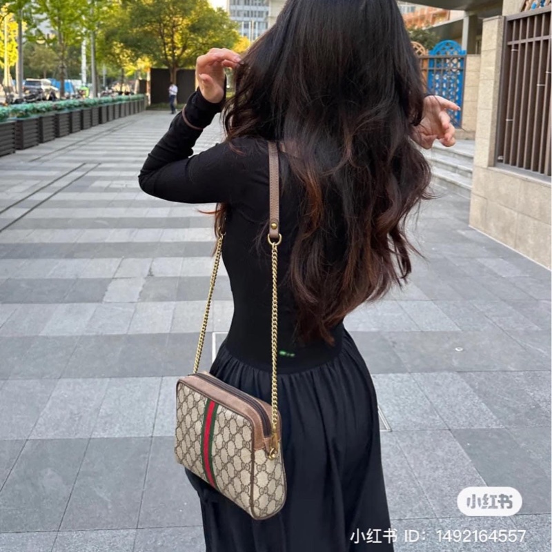 衝評價降價出Gucci 經典GG老花紅綠條紋包-1