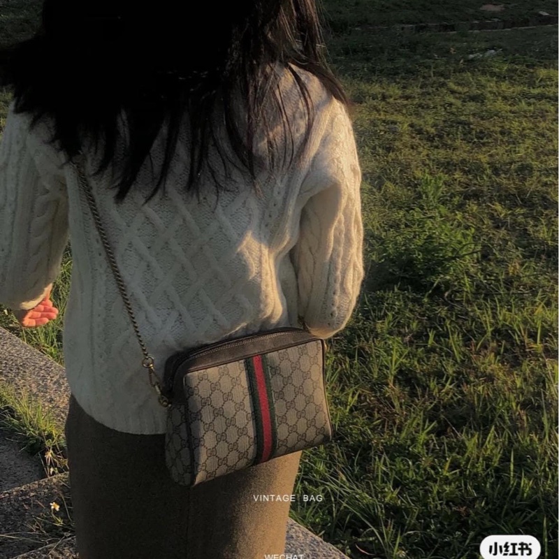 衝評價降價出Gucci 經典GG老花紅綠條紋包-4
