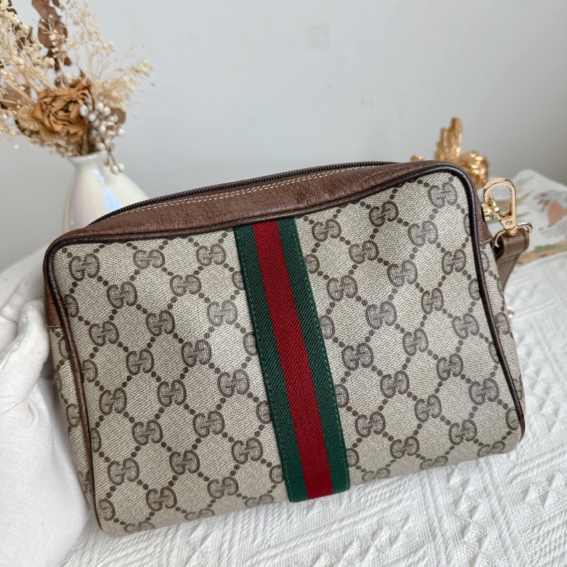 衝評價降價出Gucci 經典GG老花紅綠條紋包-7