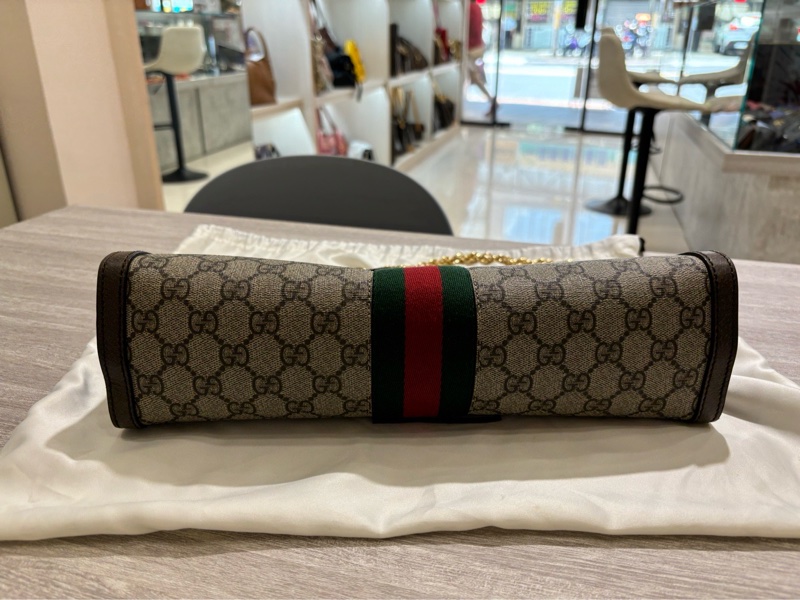 Gucci Ophidia GG Supreme Medium Shoulder Bag 米色/烏木色GG紅綠條紋中型肩背包-3