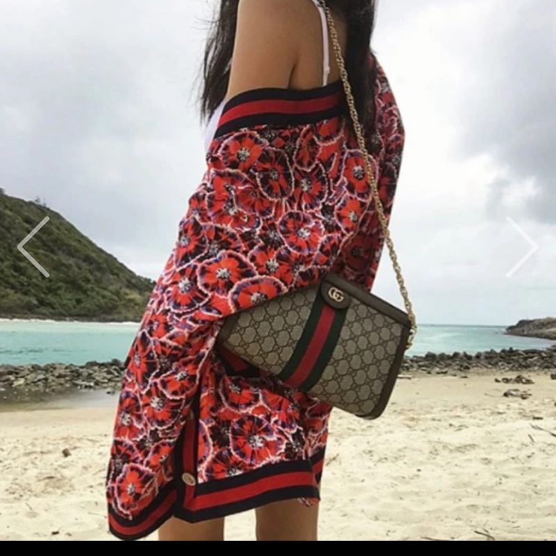 Gucci Ophidia GG Supreme Medium Shoulder Bag 米色/烏木色GG紅綠條紋中型肩背包-5