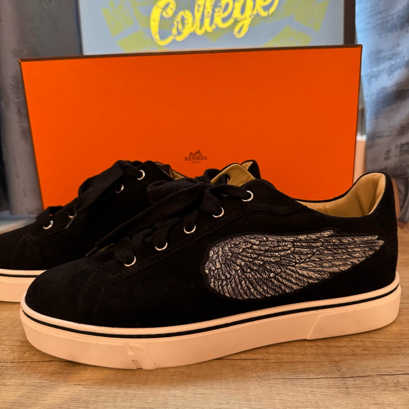 Hermes 絕版翅膀 麂皮 帆布鞋-1