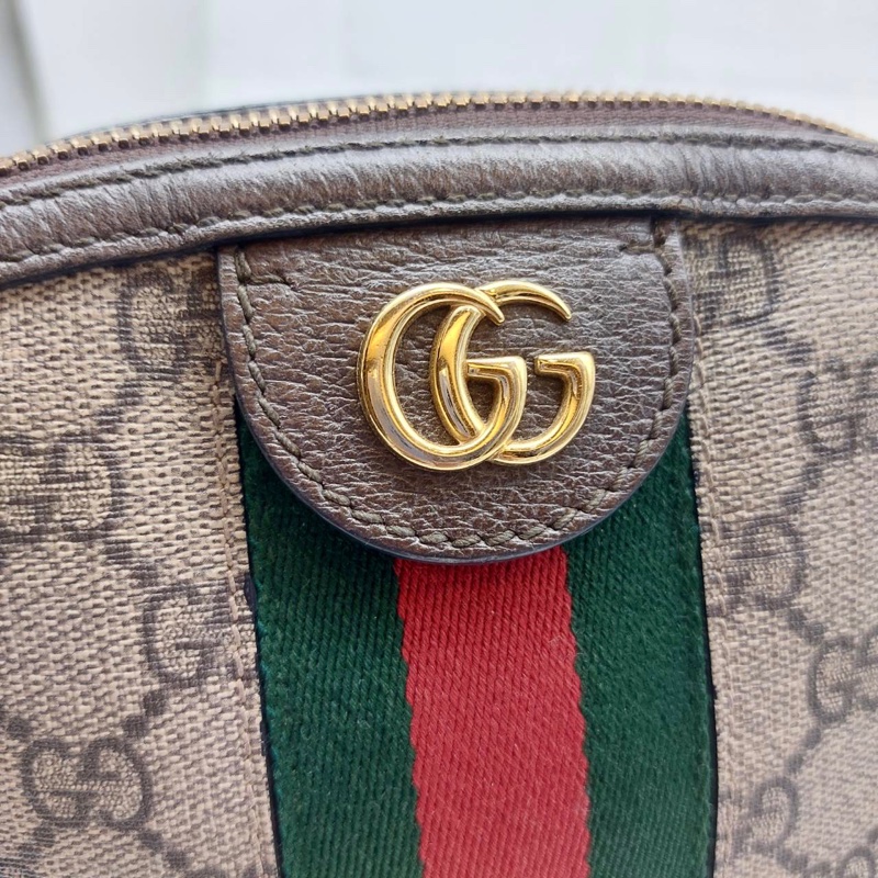 GUCCI OPHIDIA GG LOGO 經典綠紅綠織帶斜背貝殼斜側包精品時尚-14