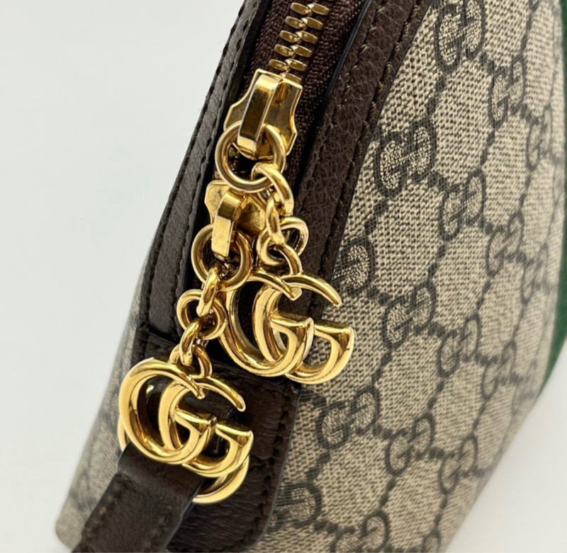 GUCCI OPHIDIA GG LOGO 經典綠紅綠織帶斜背貝殼斜側包精品時尚-17