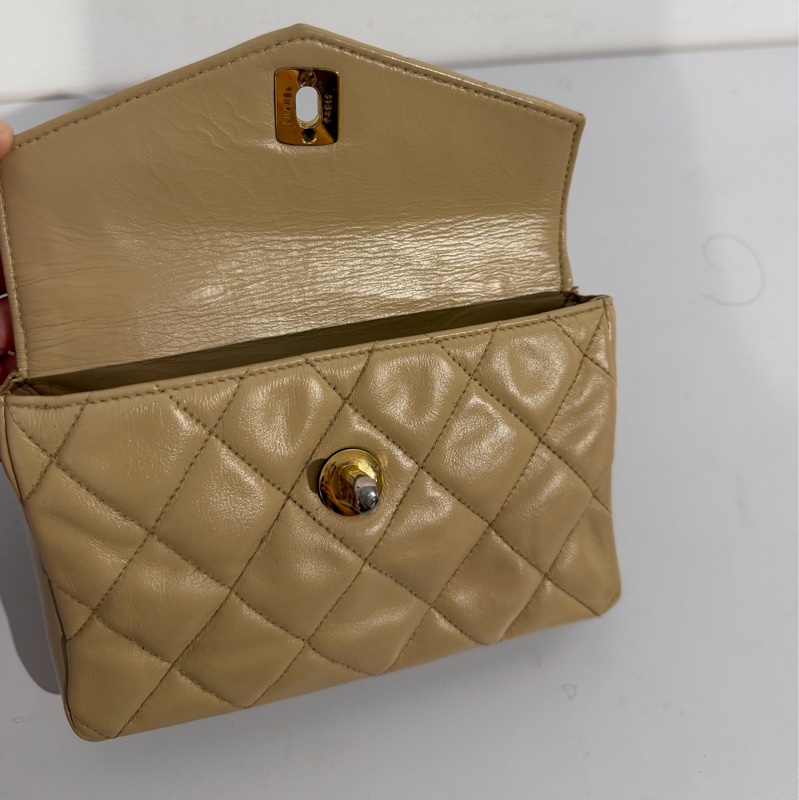 Chanel vintage 腰包 斜背 奶茶色-4