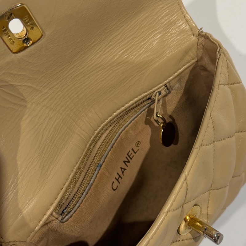 Chanel vintage 腰包 斜背 奶茶色-6