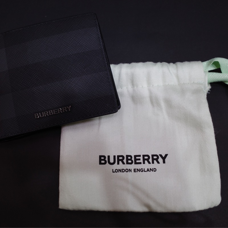 burberry 經典格紋帆布零錢袋對開短夾-0
